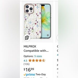 5 for $10:‎ NEW IN BOX iPhone 15 Plus Flower Case 6.7” by Milprox
